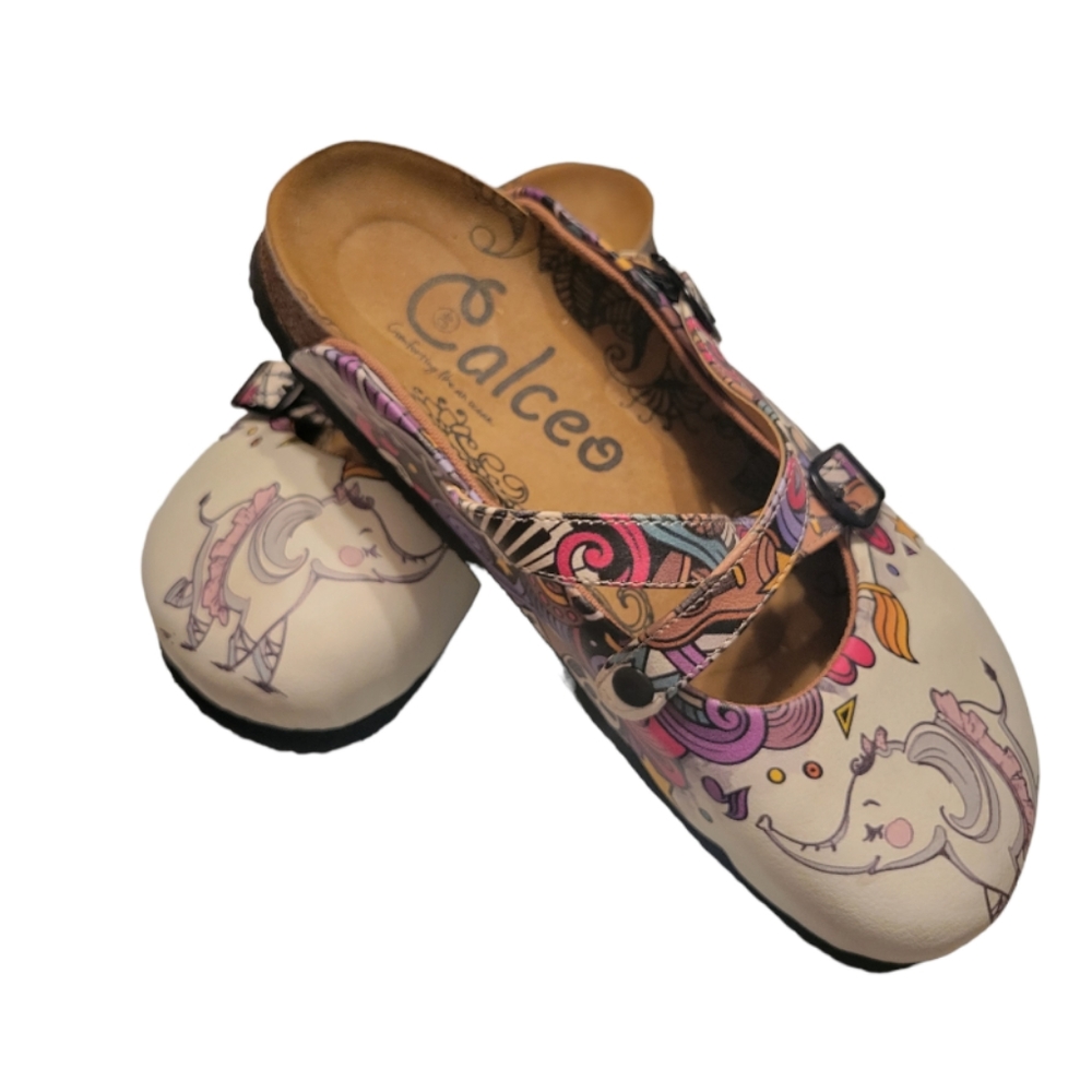 Calceo | White Elephant Cross-Strap Mule - Women Size 40